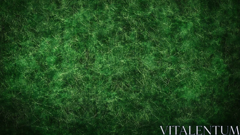 Emerald moss tapestry with delicate tangled light lines.