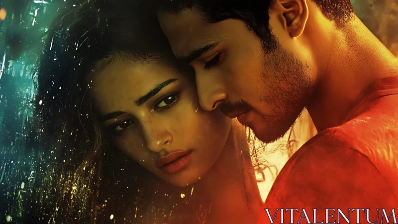 Intimate Portrait With Digital Light Effects Overlay