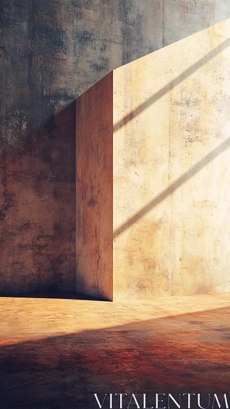 Golden concrete wall geometry with sharp diagonal shadows.