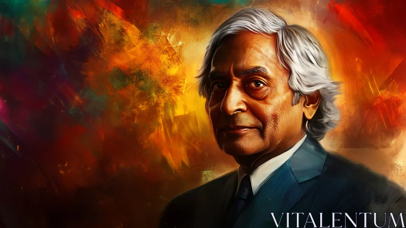 Warm portrait of a thoughtful elder amid glowing colors.