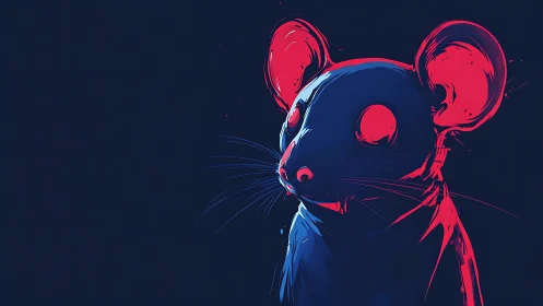 Bichromatic neon rodent portrait with high contrast contours.