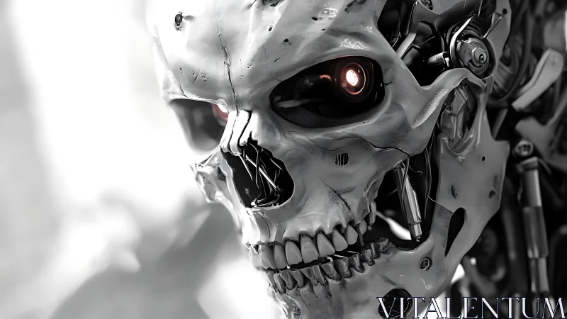 Cybernetic cranial chassis with exposed optical actuator.