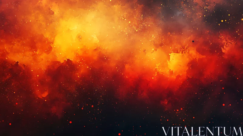 Explosive Fire Gradient: Dynamic Particle Dispersion in Warm Color Spectrum