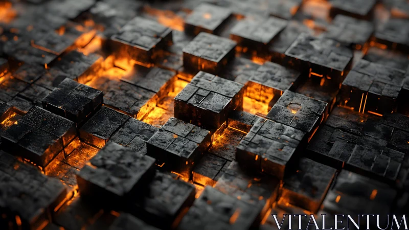 Glowing Abstract Cubes in a Futuristic Digital Style.