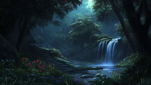 Enchanted Waterfall Hides Luminous Magic Deep Within Ancient Forests