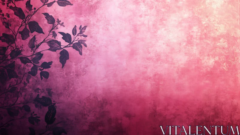 Floral silhouettes dissolve into textured pink haze background.
