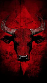 Bold red bull portrait glowing against a gritty night sky.