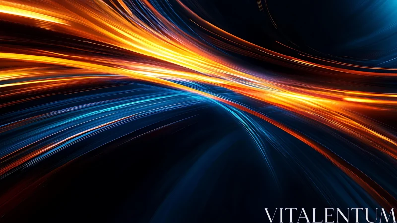 Dynamic abstract light streaks in vibrant blue and orange tones.