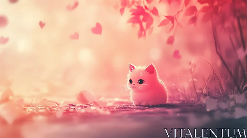 Luminescent Feline Subject in Chromatic Pink Environment.