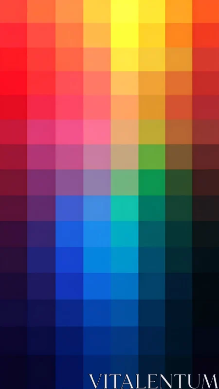 Vertical rainbow grid with blended color gradient blocks.