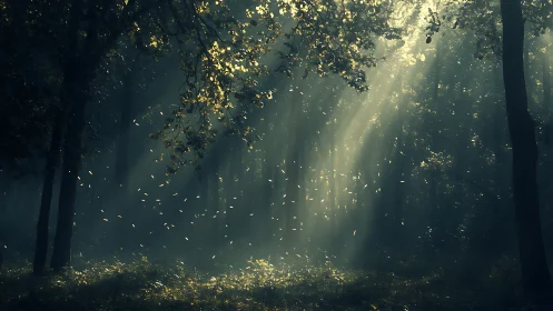 Forest Interior With Diffuse Sunlight Through Canopy