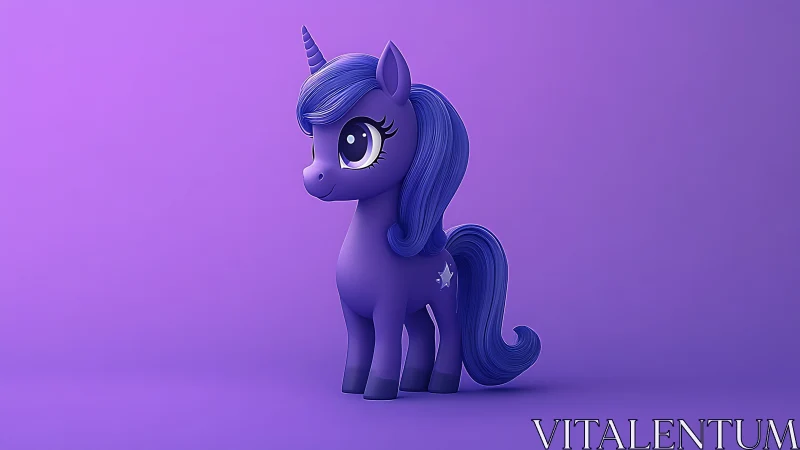 Playful purple unicorn stands bright against soft violet glow