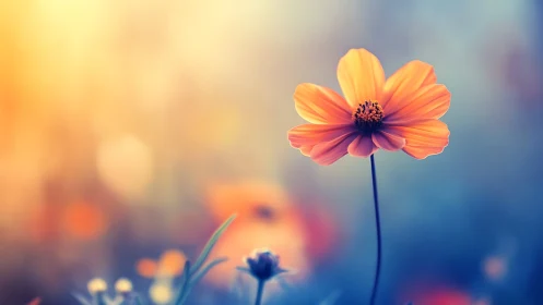 Radiant Cosmos Flower Blooming in Dreamy Light.