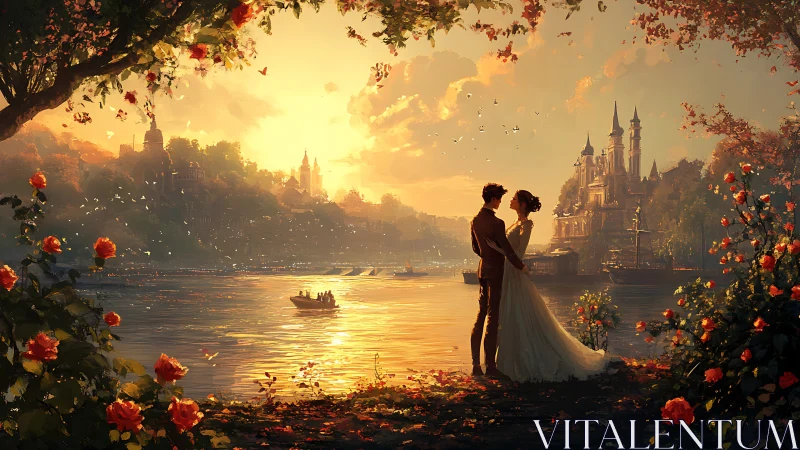 A Couple's Magical Moment Under Autumn Castles