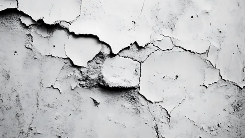 Weathered concrete surface with peeling white coating layer.