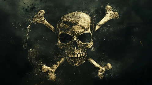 Grim pirate skull sigil blazing from a storm-worn void.