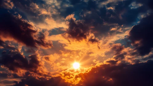 Backlit stratocumulus cloudscape under low solar altitude