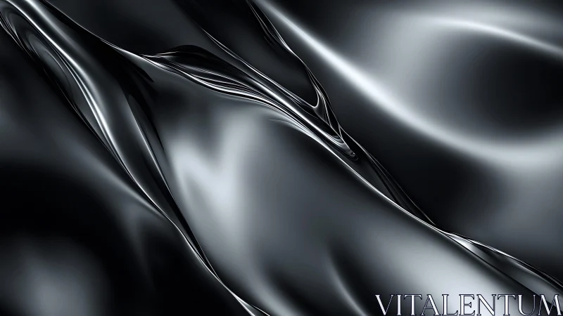 Abstract flowing black silk texture in modern digital art style.