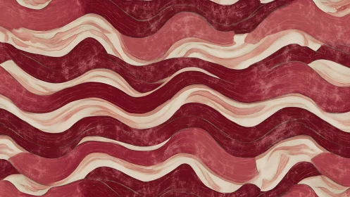 Crimson and blush wave pattern with textured paint strokes.
