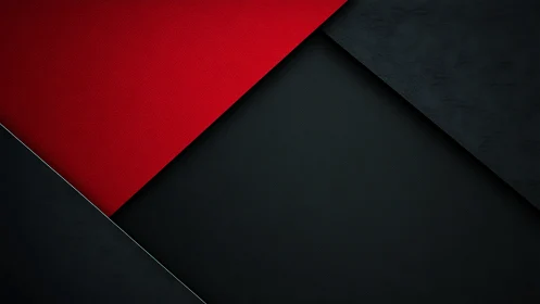 Diagonal red band intersects layered black geometric planes