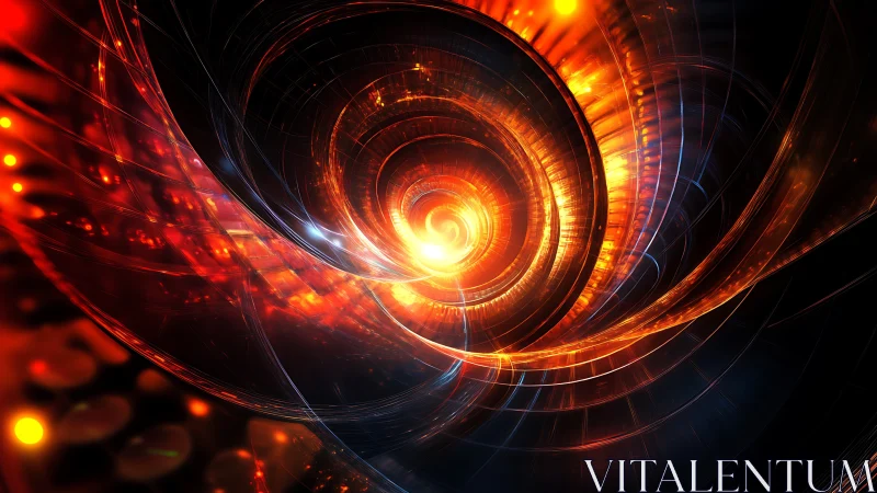 Radial plasma vortex rendered as luminous concentric energy tunnel