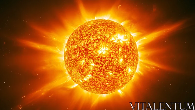 Blazing sun erupts in vivid solar flares against deep space