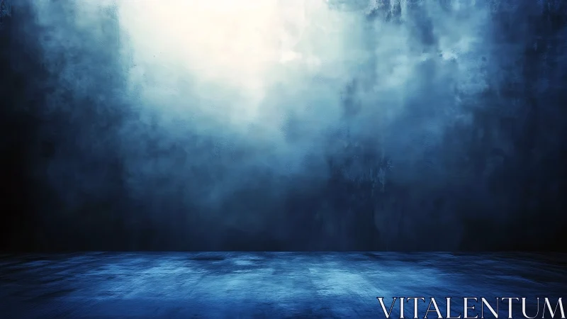 Digital painting of moody blue studio backdrop and floor plane.
