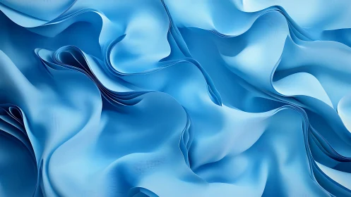 Flowing blue abstract folds with smooth layered curves.