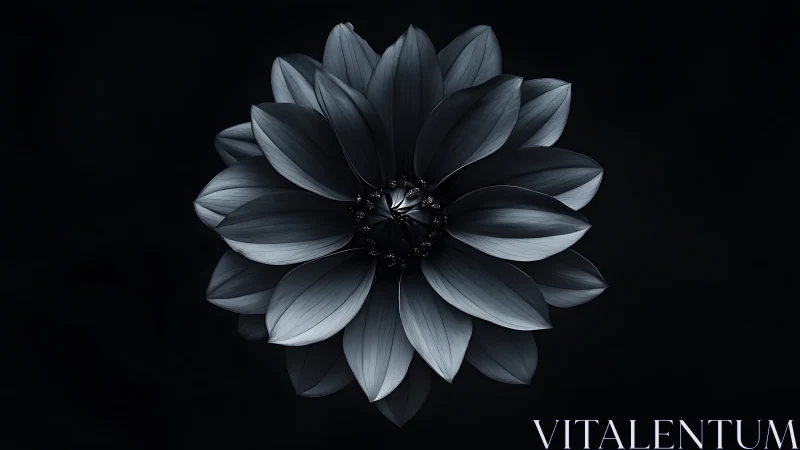 Monochrome Dahlia: Graceful Petals Against Deep Darkness