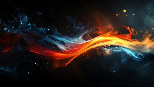 Fluid Fire and Ice Collision - Abstract Energy Stream.
