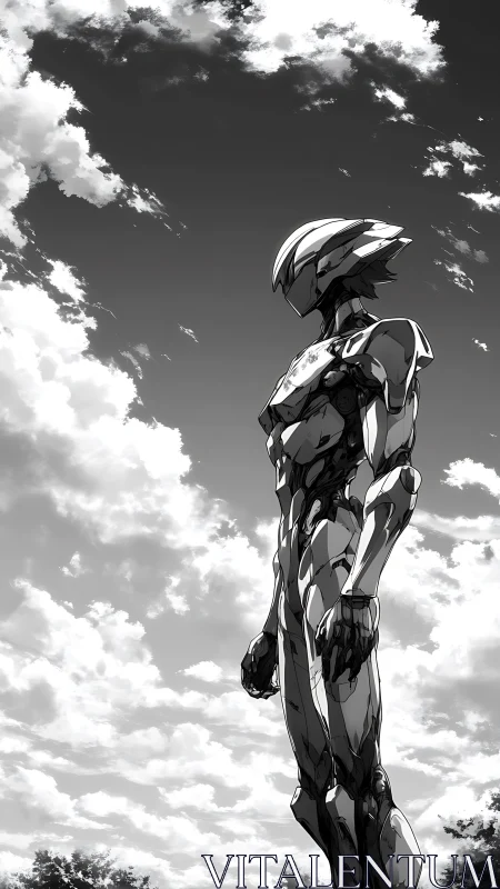 Solitary chrome sentinel watching over a restless sky.
