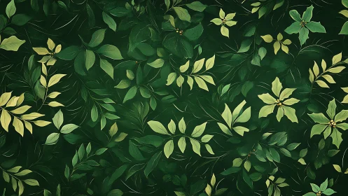 Layered botanical foliage matrix in tonal green spectrum.