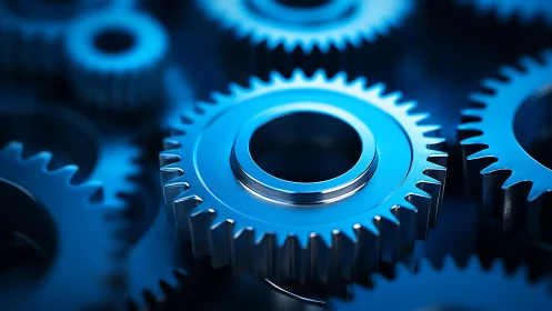 CNC machined steel spur gears with blue anodized surface finish