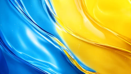 Shimmering blue and yellow waves flow in calm harmony