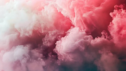 Soft pink and white ink clouds forming abstract sky scene.