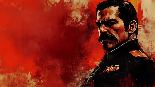 Commanding officer gazes out against a bold red storm