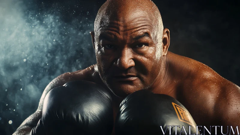 Professional boxer demonstrates aggressive fighting stance with intensity.