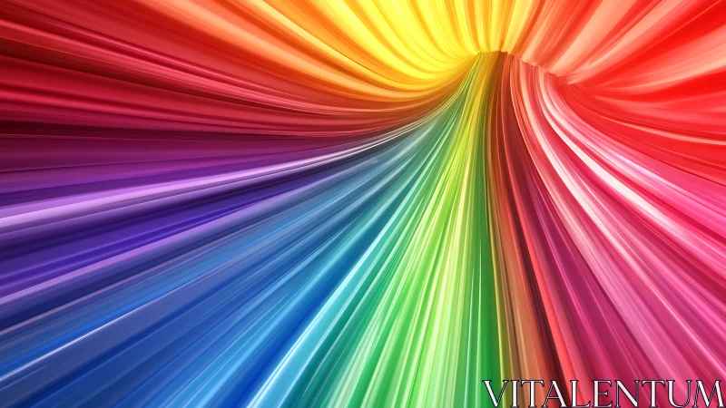 Radiant rainbow tunnel curves with glossy flowing light bands.