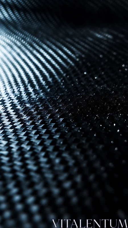 Curved carbon fiber surface with reflective woven texture pattern.