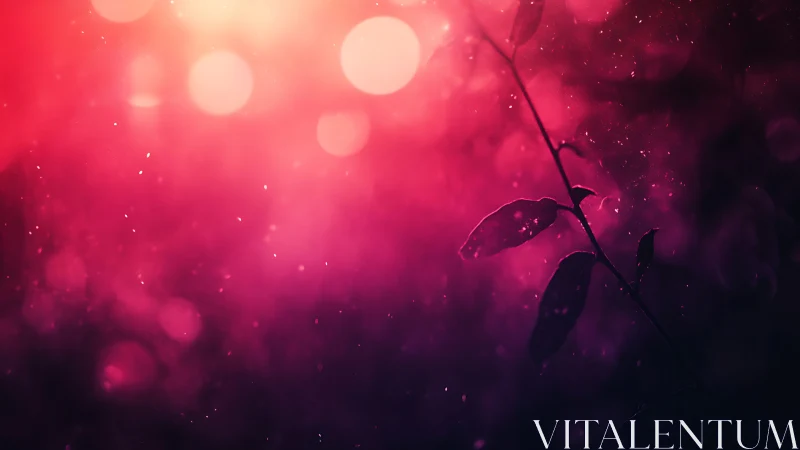 Backlit plant silhouette against pink bokeh glow.