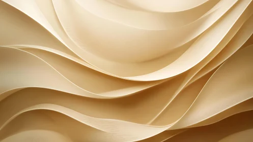 Elegant Beige Abstract Waves in Minimalist 3D Art Style.