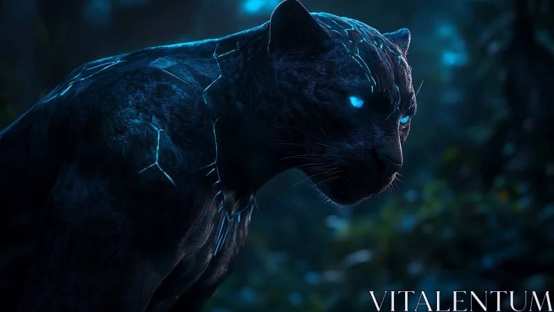 Glowing Panther in Digital Darkness.