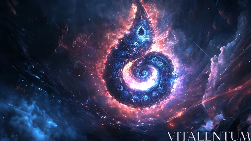 Cosmic spiral symbol of glowing blue energy in space.