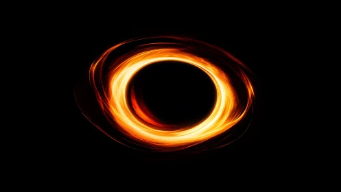 Fiery circular energy ring glows against deep black void