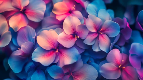 Luminous Gradient Flowers in Vibrant Pink and Blue.