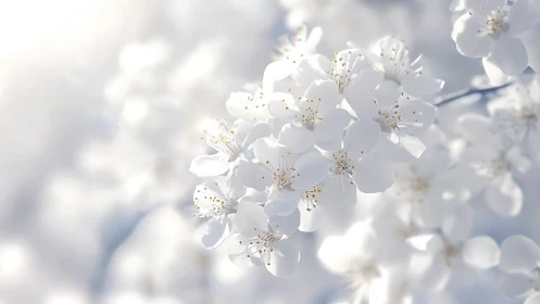 White Blossoms Bathed in Soft Sunlight Spring Bloom