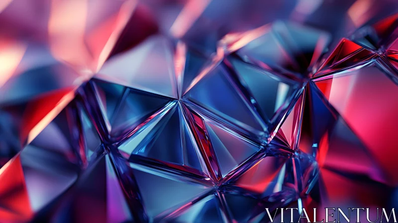 Abstract Geometric Crystal Pattern with Vibrant Blue and Red Hues.
