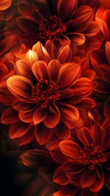 Vibrant Red Dahlias in Dramatic Close-Up Bloom.