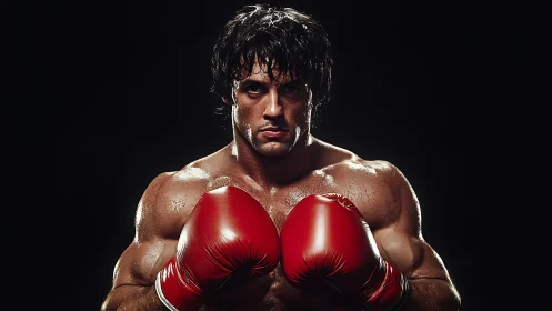 Crowned in Crimson: The Boxer's Determined Moment.