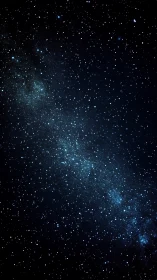 Dense star field with diagonal galactic band in deep space.